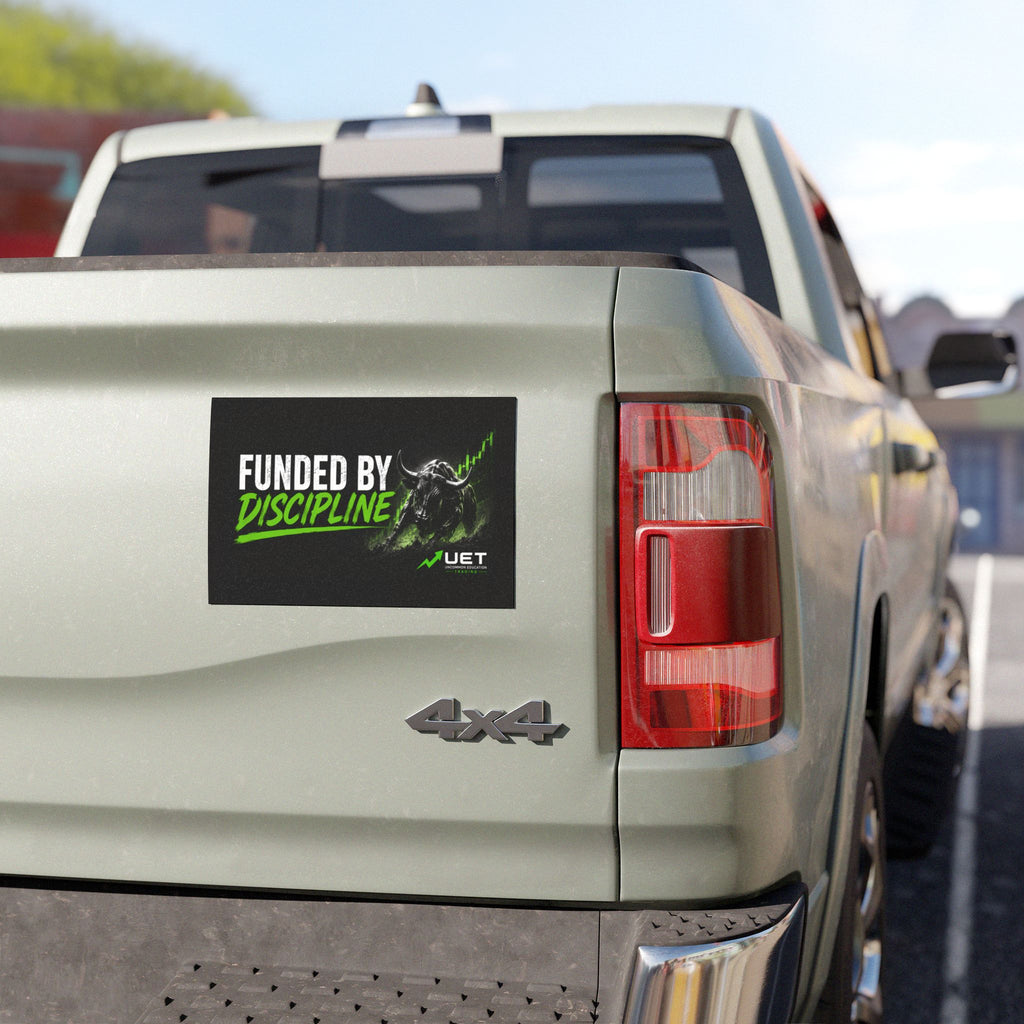Car Magnet — "Funded by Discipline" Stock Market Bull Design