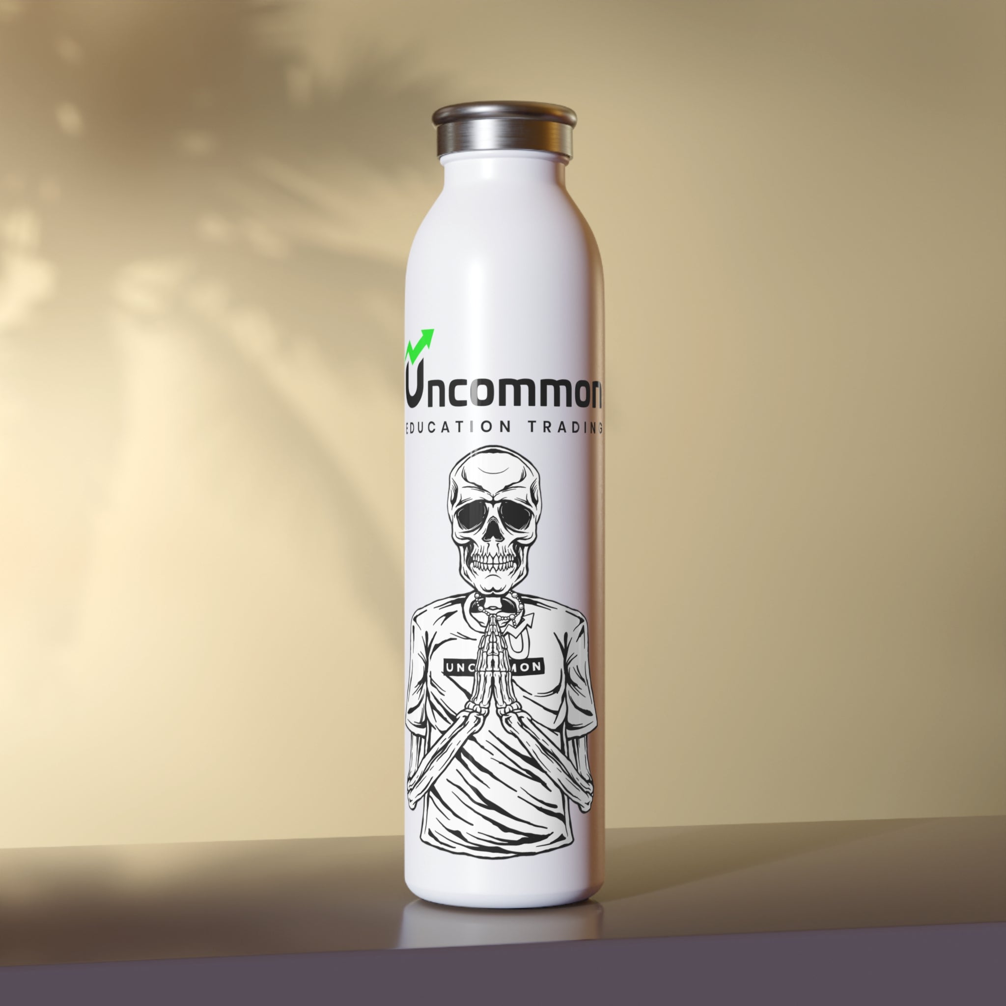 Slim Water Bottle — Praying Skeleton Graphic Stainless Steel Bottle